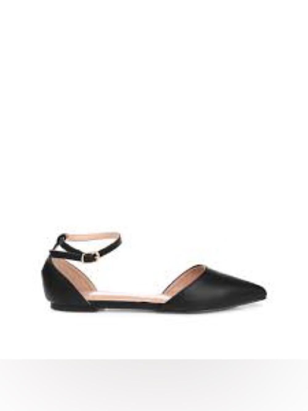 Reba Black Pointed Toe Ankle-Strap Flat Shoes Journee Collection New Size 8 Wide - Picture 3 of 7
